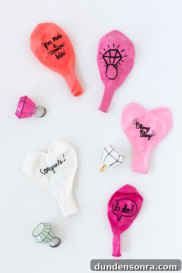 Balloon Wishes Ideas for the Bride-to-Be: Creative Bridal Shower Decor 3 Pink balloons with words on it