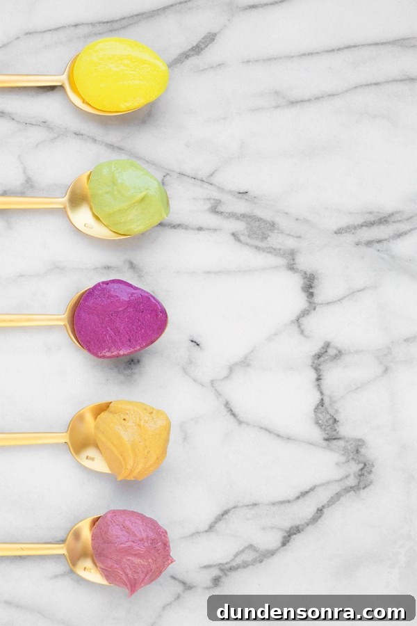 Bright Natural Food Coloring: DIY Recipes for Vibrant Colors 5 Spoons with icing