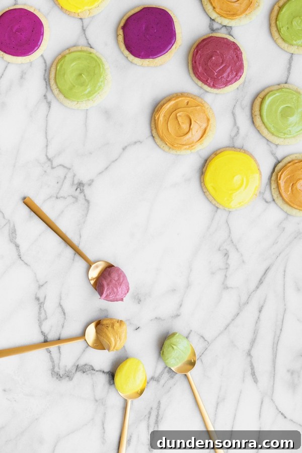 Bright Natural Food Coloring: DIY Recipes for Vibrant Colors 7 Spoons and cookies with icing