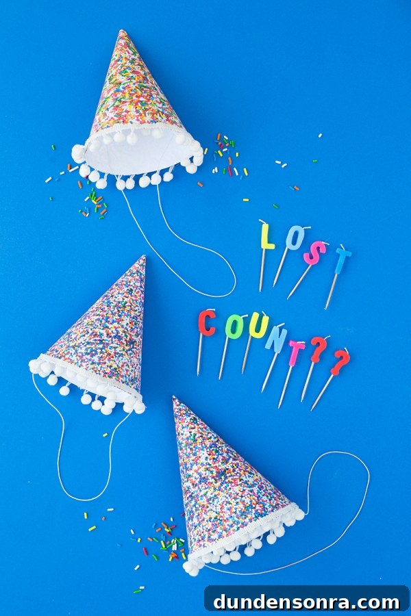 Sprinkles birthday hats and candles