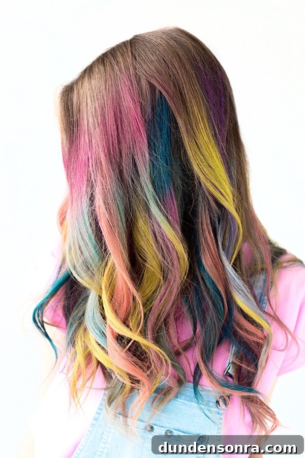 A woman with rainbow hair