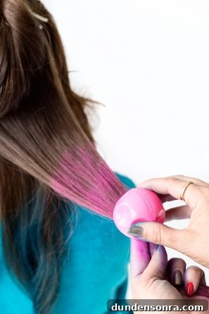 Brunette hair with pink hair dye