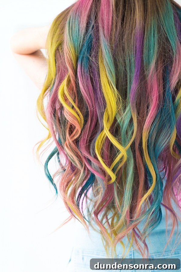 Rainbow wavy hair