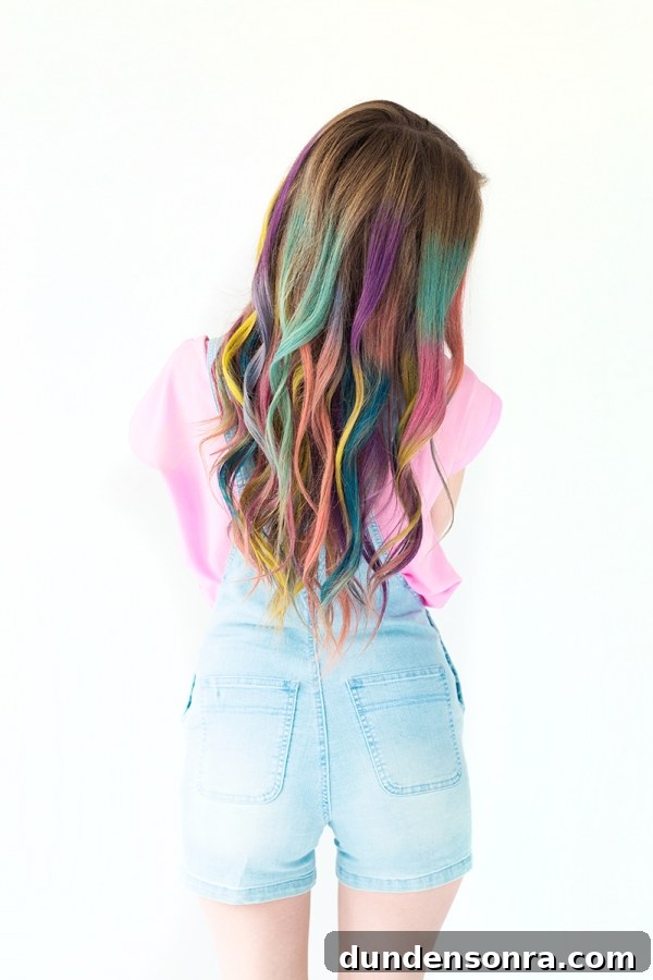 A woman with rainbow hair