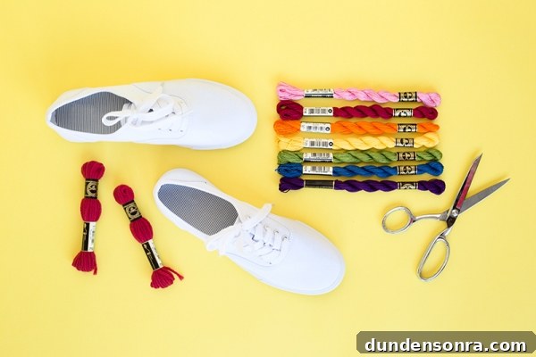 DIY Ice Cream Sneakers: How to Paint and Customize Your Shoes 5 White sneakers and rainbow string