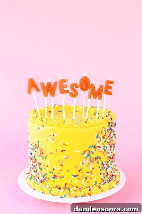 Yellow cake that says "awesome" on it