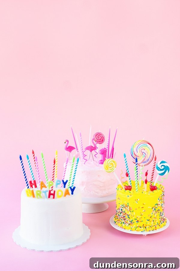 Cakes with candles on them