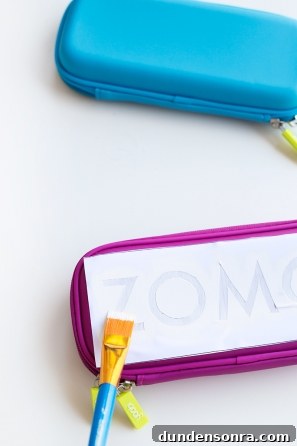 Pencil case with words on it