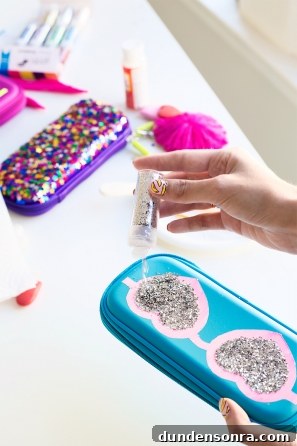 Pencil case with glitter