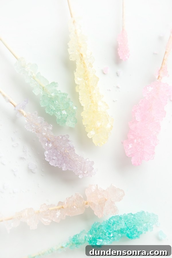 Rock candy on sticks