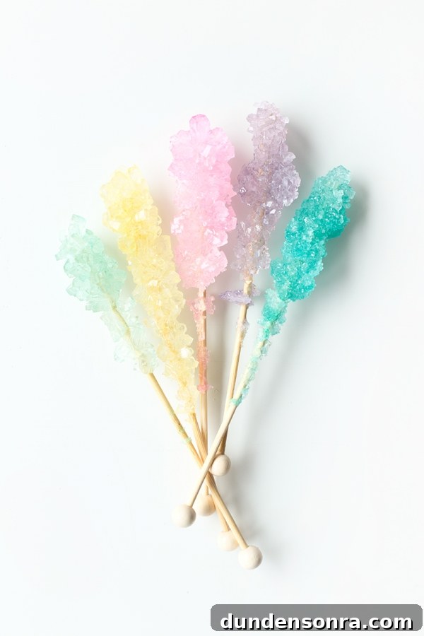 Rock candy on sticks