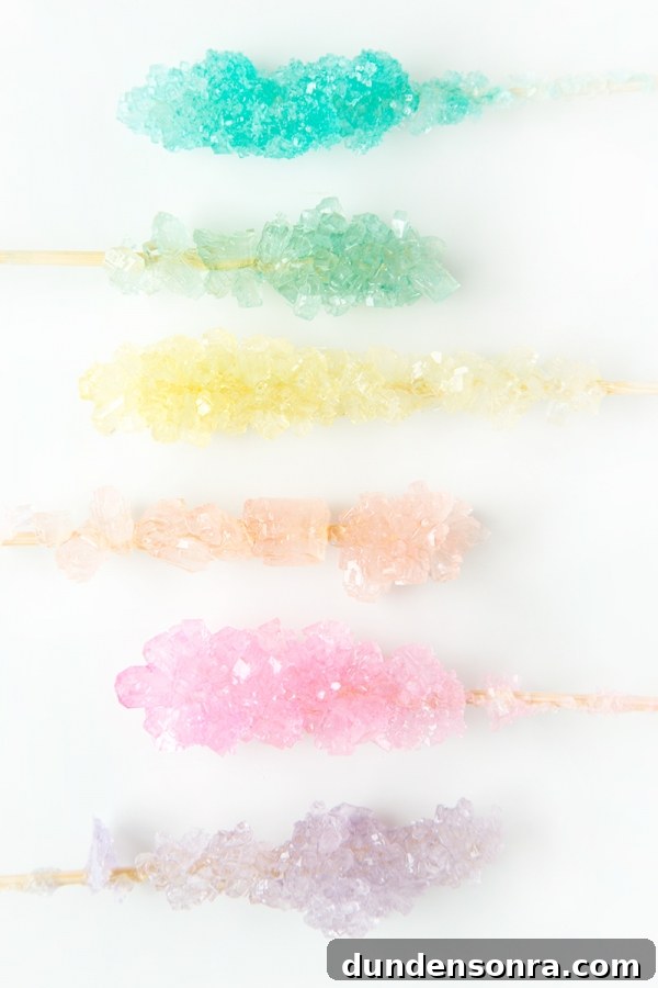 Rock candy on sticks
