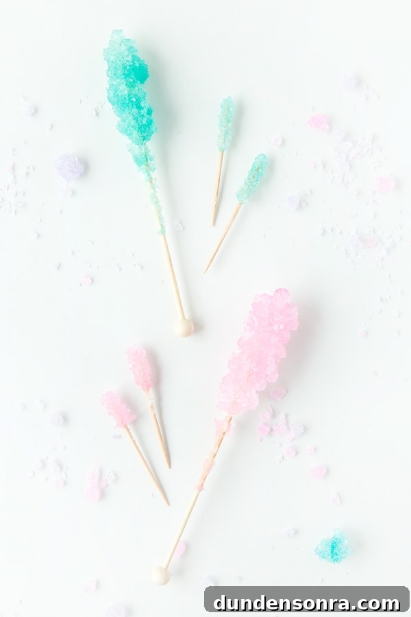 Rock candy on sticks