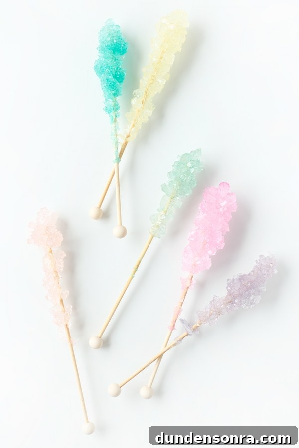 Rock candy on sticks