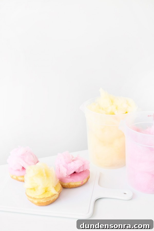 Cotton candy on donuts