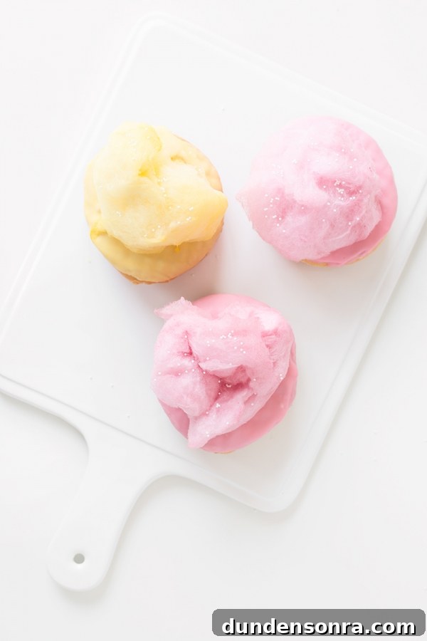 Cotton candy on donuts