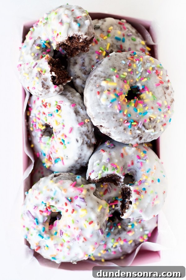 Stack of chocolate cake donuts