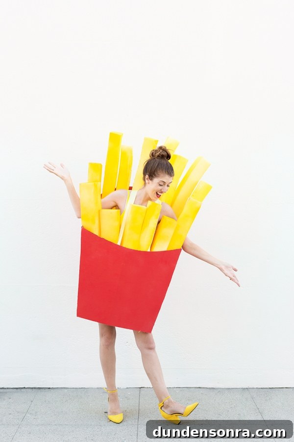 A woman in a fry costume 