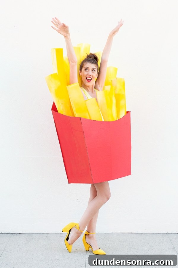 A woman in a fry costume 