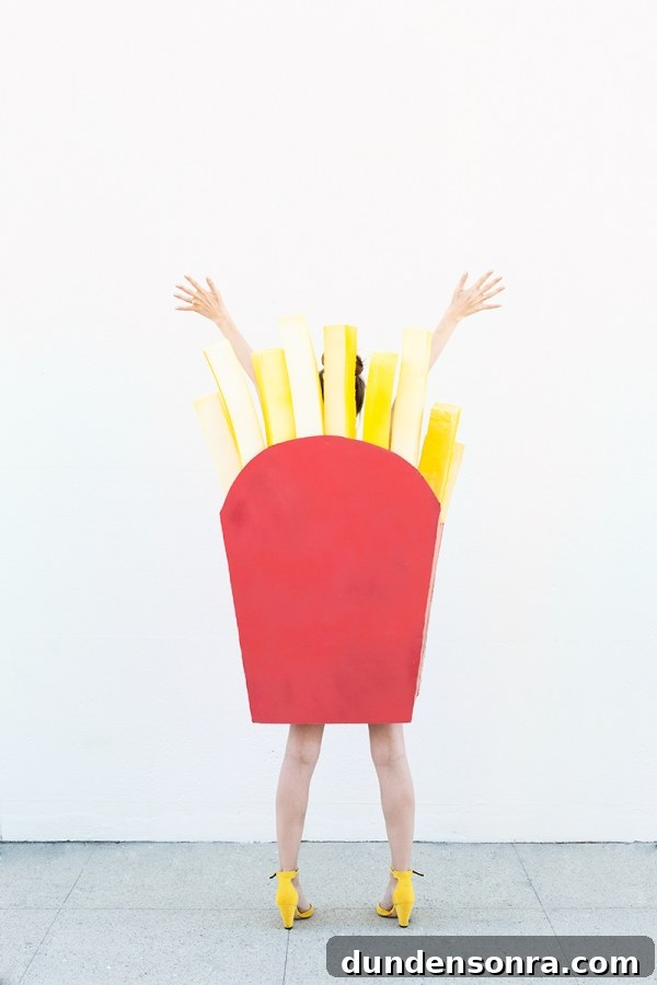 A woman in a fry costume 