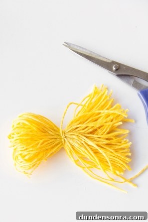 Yellow yarn tied up