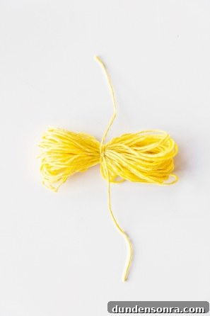 Yellow yarn tied up