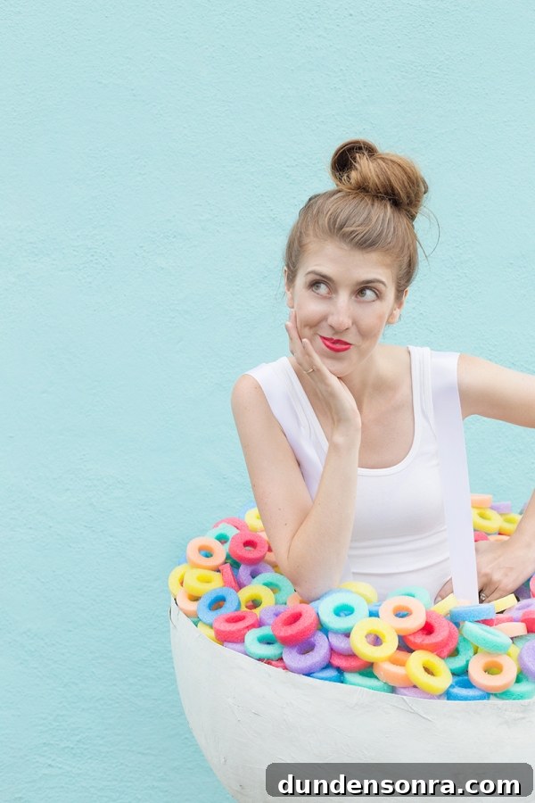 DIY Cereal Bowl Costume Ideas for Halloween and Cosplay 13 A woman dressed in a cereal costume
