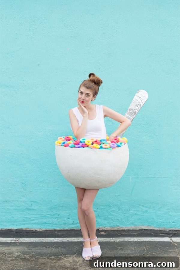 DIY Cereal Bowl Costume Ideas for Halloween and Cosplay 14 A woman dressed in a cereal costume