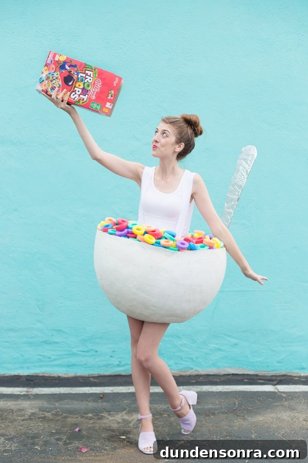 DIY Cereal Bowl Costume Ideas for Halloween and Cosplay 3 A woman dressed in a cereal costume