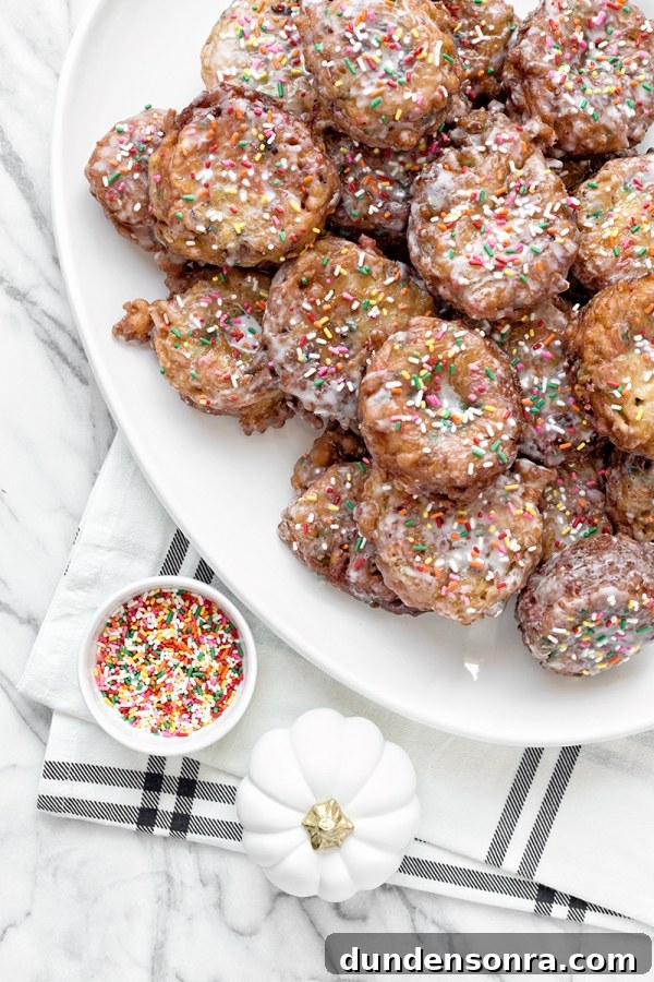 Apple fritters with sprinkles 