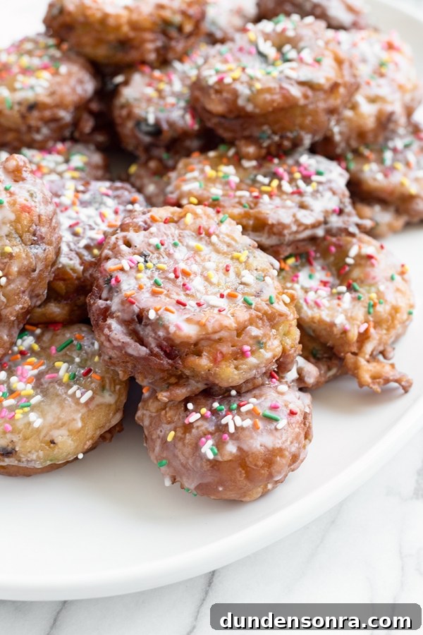 Apple fritters with sprinkles 