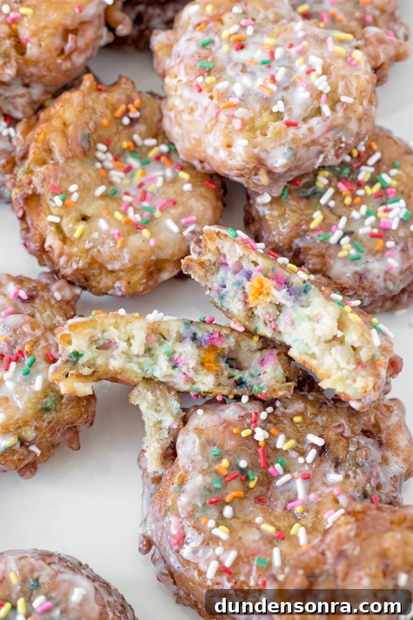 Apple fritters with sprinkles 