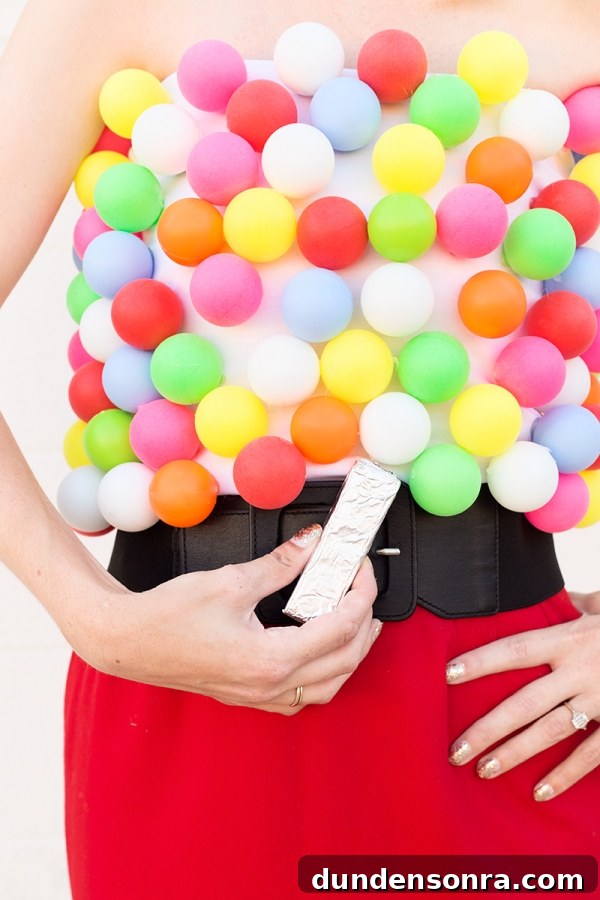 DIY Gumball Machine Costume Ideas for Halloween & Parties 3 A woman dressed as a bubblegum machine