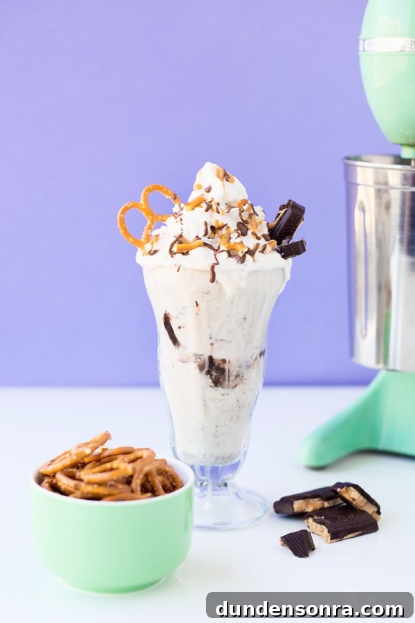 Devil’s Delight Milkshake Recipe: Rich Chocolate Cherry Shake 2 A milkshake with pretzels