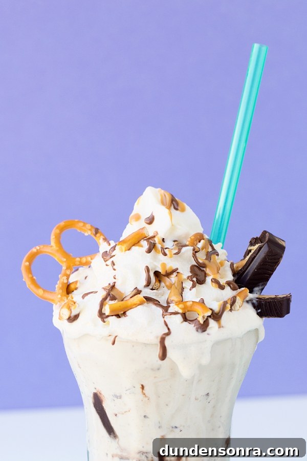 Devil’s Delight Milkshake Recipe: Rich Chocolate Cherry Shake 4 Milkshake with chocolate and pretzels