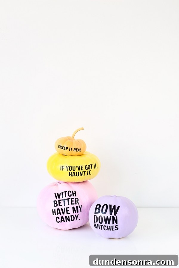 DIY Pumpkin Crafts: Fun Fall Decor Ideas for Every Skill Level 8 Colorful pumpkins with words on them
