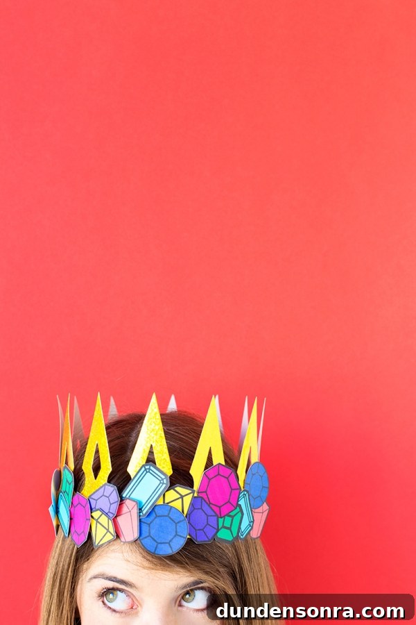 Someone wearing a paper crown 