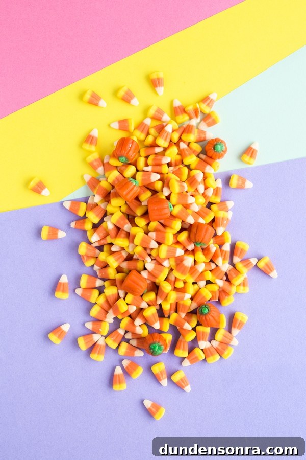 Complete Guide to Choosing and Storing Halloween Candy 3 Candy corn on a colorful surface