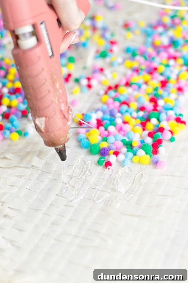 Glue gun and colorful beads