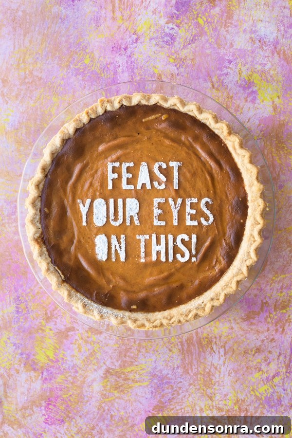 Pie that says "feast your eyes on this!"