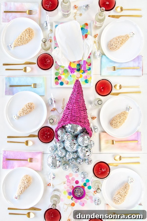 Thanksgiving dinner and disco balls