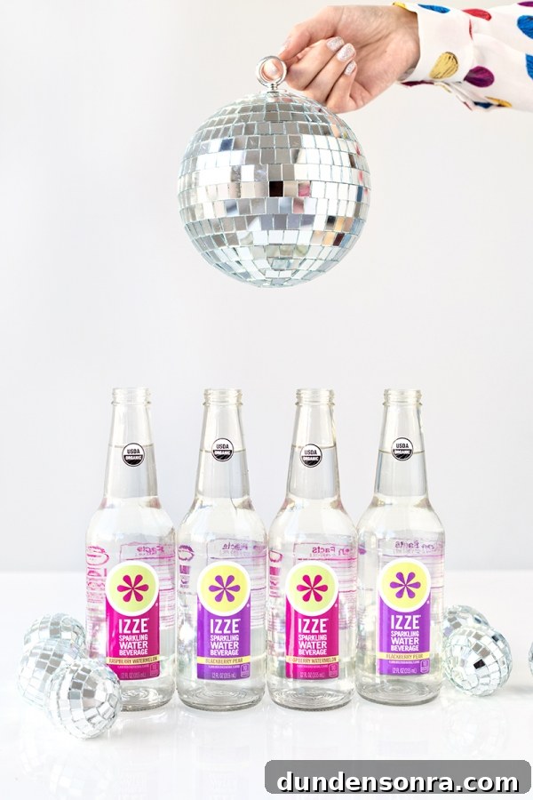 Izze drinks and a disco ball