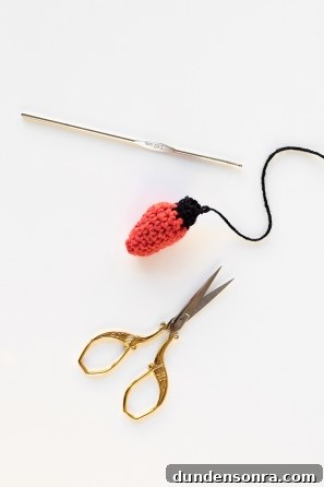 A string with an orange item on it and scissors