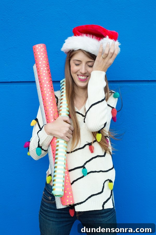 Someone holding wrapping paper