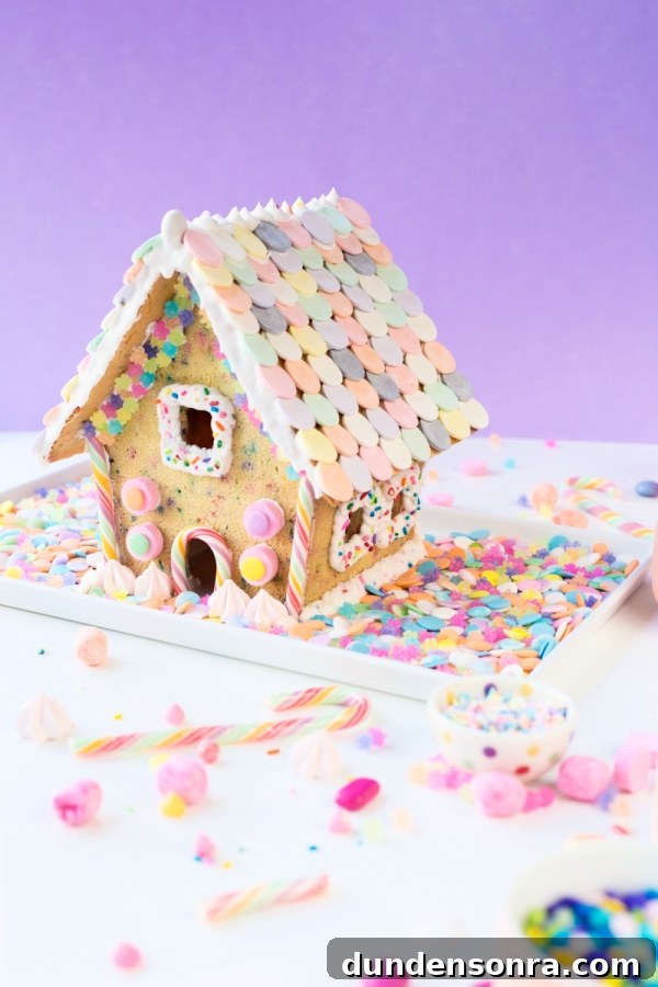 Funfetti Sugar Cookie House Recipe — Colorful Party Treat 14 Colorful gingerbread house