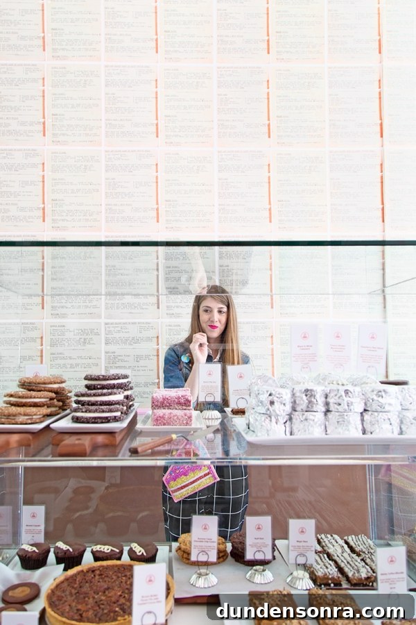 Sugar Fix: Cake Monkey — Unique Dessert Recipes & Treat Ideas 3 A woman standing behind a class container of desserts