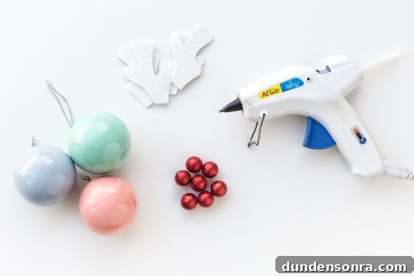Make Rudolph Reindeer Ornaments: Step-by-Step DIY Guide 4 Ornament craft materials and glue gun