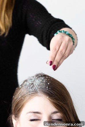 Sparkling Holiday Outfit Ideas: Head-to-Toe Party Looks 6 A woman with white materials in her hair