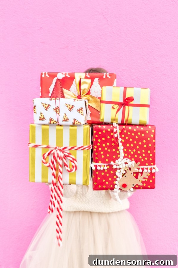 4 Stylish Holiday Gift Wrap Pairings to Impress Recipients 7 Colorful presents