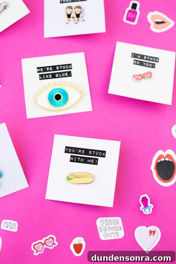Flair Valentine Printables to Delight Your Gal Pals 6 Eye pin, hot dog pin, and stickers